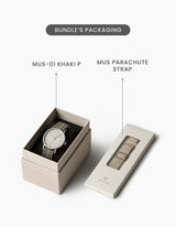 MUS-01 KHAKI P 40MM + 深藍色傘帶組合