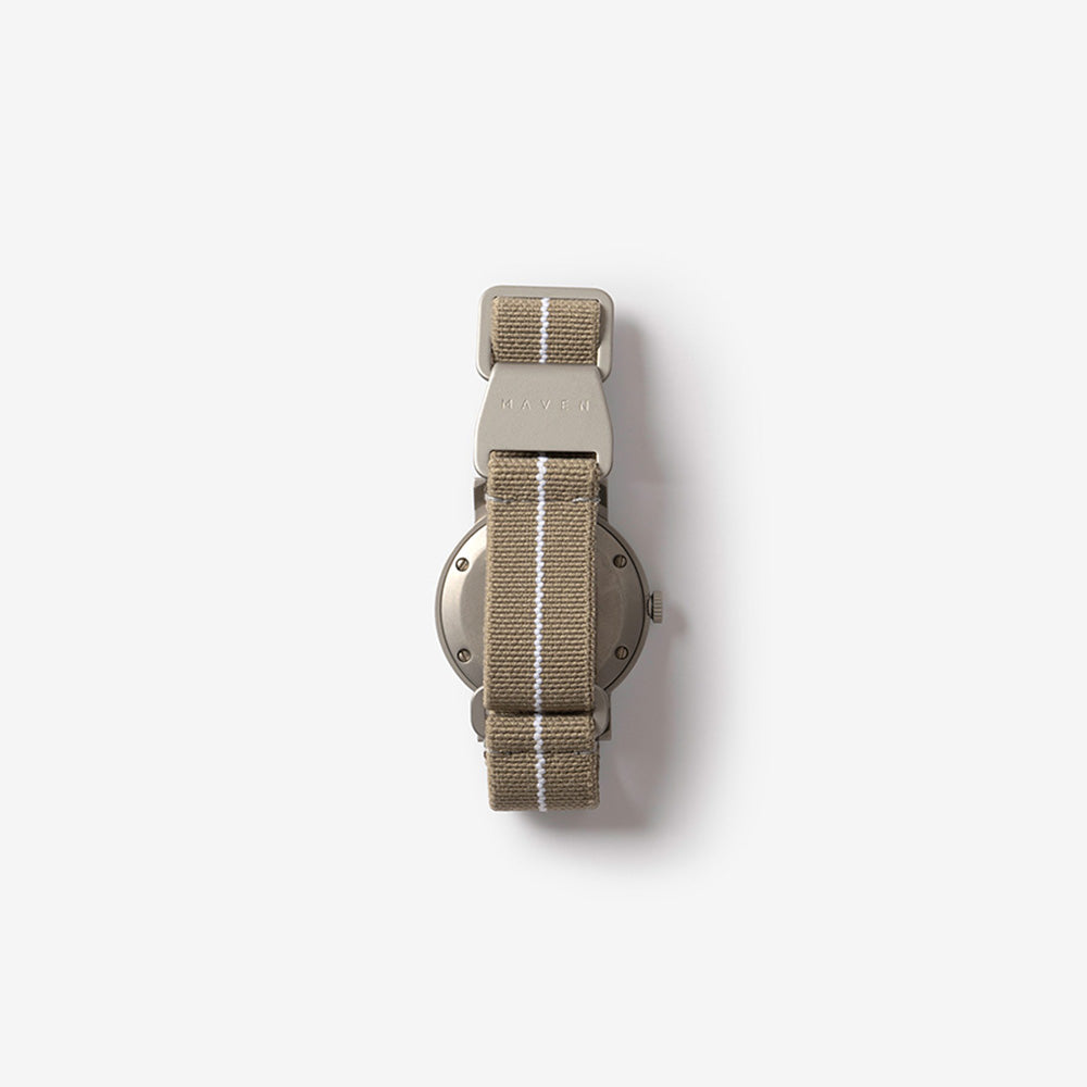 MUS-01 KHAKI P 34MM + 原色真皮錶帶 禮盒套裝